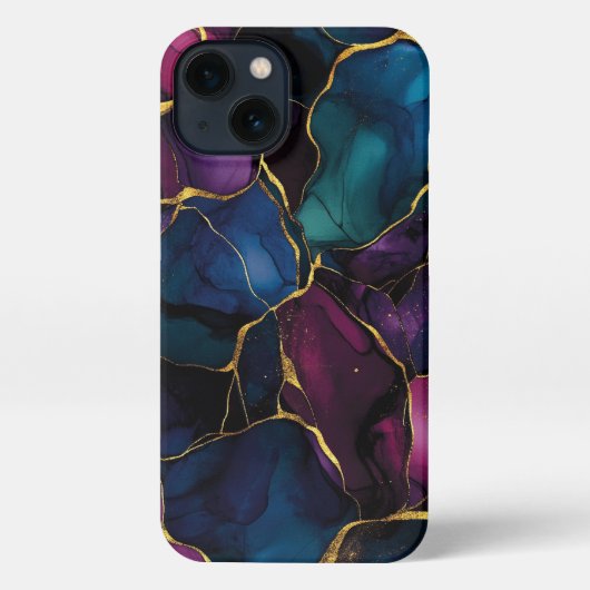 Prachtige paarse Alcohol Art Girly Gold iPhone Hoesje (Achterkant)