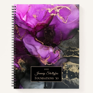 Prachtige Paarse Black Gold Abstract Notitieboek
