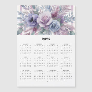 Prachtige paarse bloemen 2025 Magnetische kalender