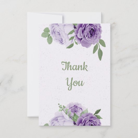 prachtige paarse bloemen groen blad botanisch bedankkaart (Voorkant)