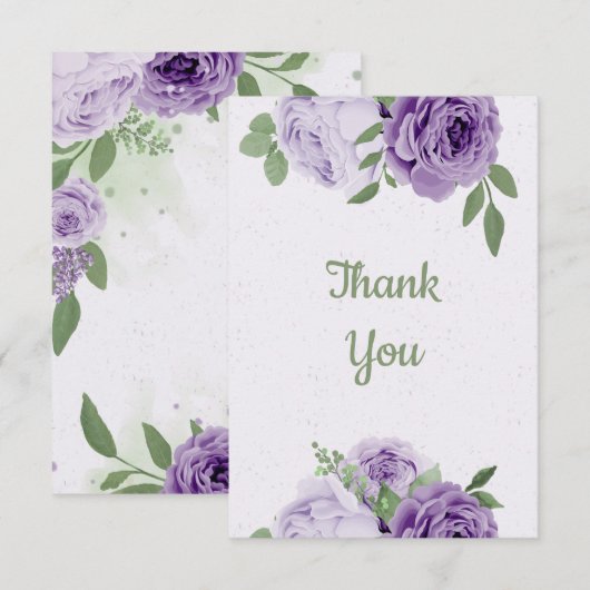 prachtige paarse bloemen groen blad botanisch bedankkaart (Voorkant / Achterkant)