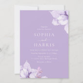 Prachtige paarse bloemen Waterverf bruiloft Kaart (Voorkant)