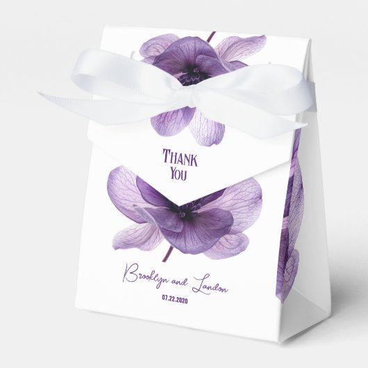 Prachtige Paarse bloemenbruiloft Bedankdoosjes (Voorkant Zijde)