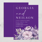 Prachtige Paarse bloemenbruiloft Kaart (Voorkant / Achterkant)