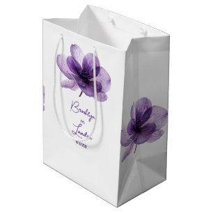 Prachtige Paarse bloemenbruiloft Medium Cadeauzakje