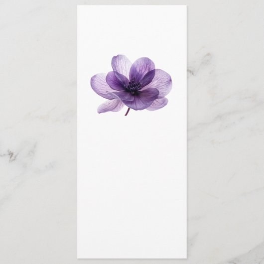 Prachtige Paarse bloemenbruiloft Menu (Achterkant)