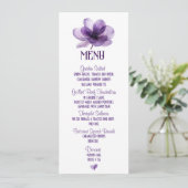 Prachtige Paarse bloemenbruiloft Menu (Staand voorkant)