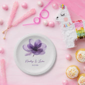 Prachtige Paarse bloemenbruiloft Papieren Bordje (Feest)