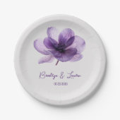 Prachtige Paarse bloemenbruiloft Papieren Bordje (Voorkant)
