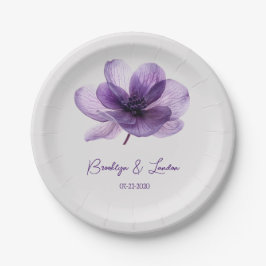 Prachtige Paarse bloemenbruiloft Papieren Bordje