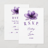 Prachtige Paarse bloemenbruiloft RSVP Kaartje (Voorkant / Achterkant)