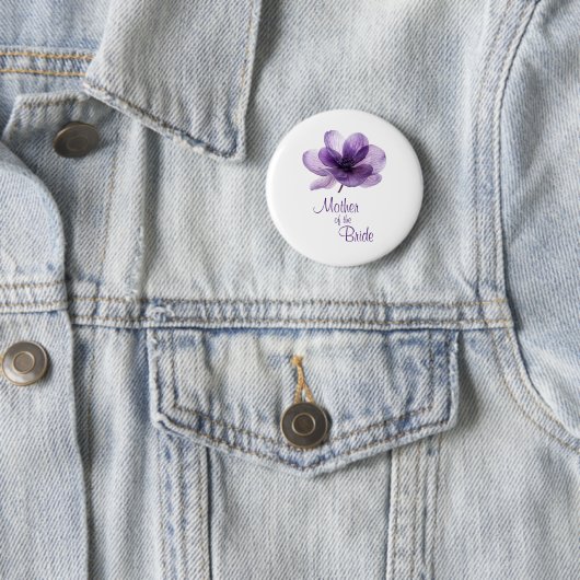 Prachtige Paarse Bloemmoeder van de Bruid Ronde Button 5,7 Cm (In situ)