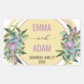 Prachtige Paarse botanische bruiloft Rechthoekige Sticker (Voorkant)