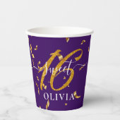 Prachtige Paarse Confetti Sweet 16 Zestien Papieren Bekers (Voorkant)