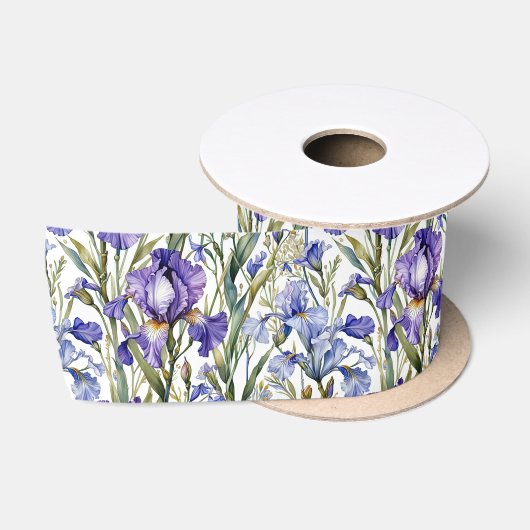 Prachtige paarse en blauwe Iris Satijnen Lint (Spoel)