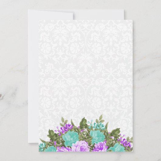 Prachtige Paarse en Blauwgroen bruiloft Kaart (Achterkant)