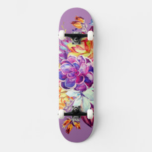 Prachtige Paarse en geelbloemen Persoonlijk Skateboard