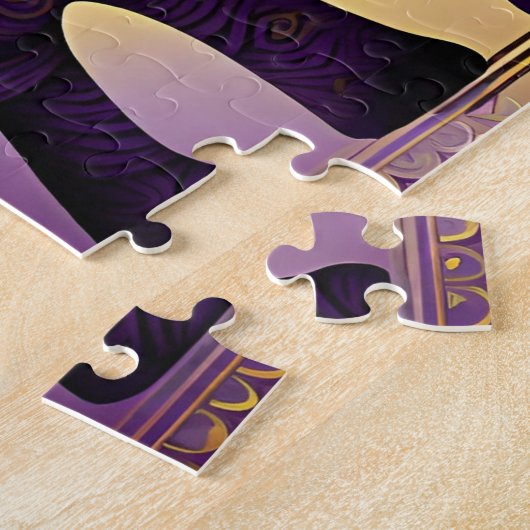 Prachtige Paarse en gele gigantische olifant Legpuzzel (Zijkant)