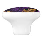 Prachtige Paarse en gouden bloemblad keramische kn Keramische Knop (Zijkant)