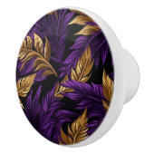 Prachtige Paarse en gouden bloemblad keramische kn Keramische Knop (Rechts)