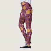 Prachtige Paarse en Oranje pompoenpatroon Leggings (Links)