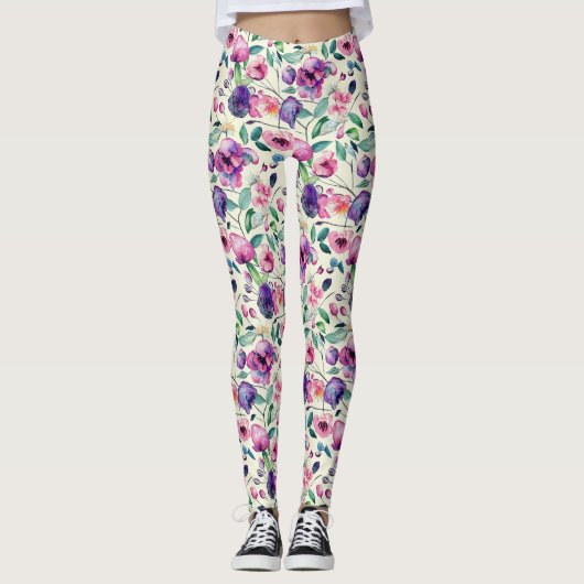 Prachtige Paarse en roze flessenpatronen Leggings (Voorkant)