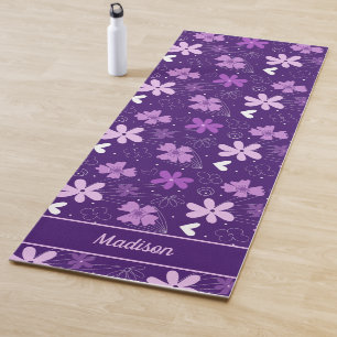 Prachtige Paarse Floral Daisy Flower Monogram Yogamat