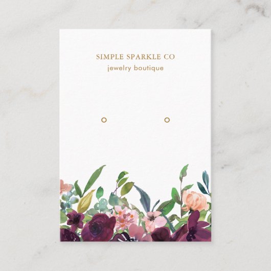 Prachtige Paarse Floral Earring Display Kaart Visitekaartje (Voorkant)