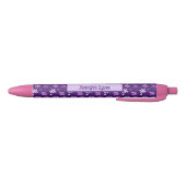 Prachtige Paarse Floral Girly Zwarte Inkt Pen (Bodem)