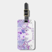 Prachtige Paarse Floral-Waterverf Bagagelabel (Voorkant verticaal)