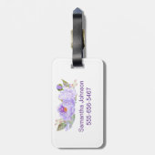 Prachtige Paarse Floral-Waterverf Bagagelabel (Achterkant verticaal)