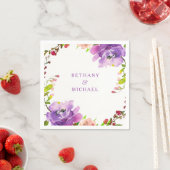 Prachtige Paarse Floral Waterverf Wedding Servet (Insitu)