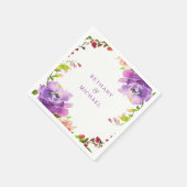 Prachtige Paarse Floral Waterverf Wedding Servet (Hoek)