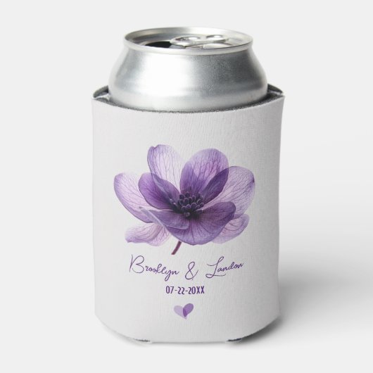 Prachtige Paarse Flower Wedding Koelbox Blikjeskoeler (Blikje Voorkant)