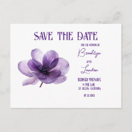 Prachtige Paarse Flower Wedding Save The Date Aankondigingskaart
