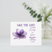 Prachtige Paarse Flower Wedding Save The Date Aankondigingskaart (Staand voorkant)