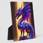 Prachtige Paarse glazen drakenbeeld tabletop Fotoplaat (Zijkant)