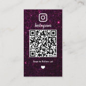 Prachtige Paarse Glitter Instagram QR Code Social Visitekaartje (Achterkant)