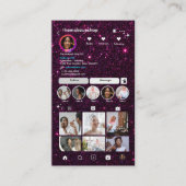 Prachtige Paarse Glitter Instagram QR Code Social Visitekaartje (Voorkant)