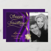 Prachtige Paarse Glitter Sneeuwvlok Kerstkaart (Voorkant / Achterkant)