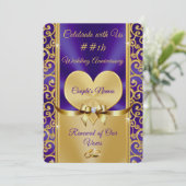 Prachtige paarse, gouden hernieuwingsuitnodigingen kaart (Staand voorkant)