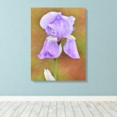 Prachtige Paarse Iris Flower Art Canvas Afdruk (Insitu (Houten vloer))