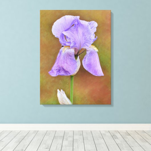 Prachtige Paarse Iris Flower Art Canvas Afdruk (Insitu (Houten vloer))
