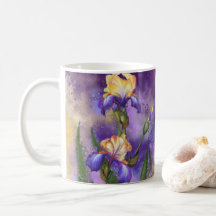 Prachtige Paarse Iris Flower Migned Art Painting
