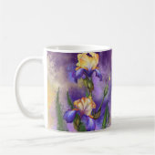Prachtige Paarse Iris Flower Migned Art Painting Koffiemok (Links)