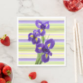 Prachtige Paarse Iris Waterverf Stripes Patroon Servet (Insitu)