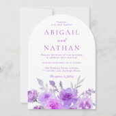 Prachtige Paarse Lavendel Bloemen Boho Boog Huweli Kaart (Voorkant)