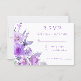 Prachtige Paarse Lavendel Bloemen bruiloft RSVP Kaartje