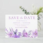 Prachtige Paarse Lavendel Bloemen Bruiloft Save The Date (Staand voorkant)