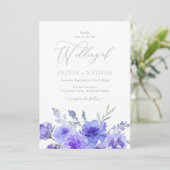 Prachtige Paarse Lavendel Violet Bloemen bruiloft Kaart (Staand voorkant)